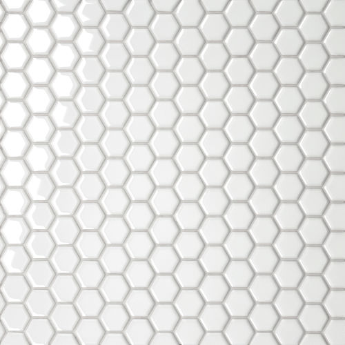 Le Cafe 1&quot; x 1&quot; Hexagon Glossy Porcelain Mosaic Tile in White