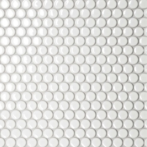 Le Cafe 1&quot; x 1&quot; Penny Round Glossy Porcelain Mosaic Tile in White