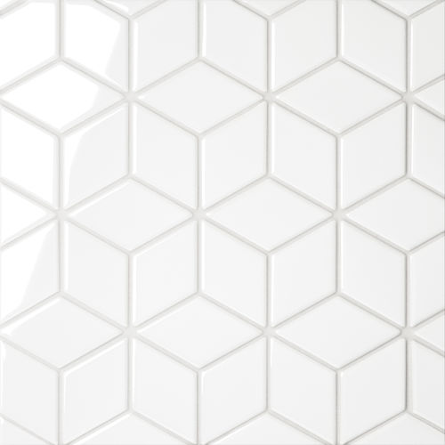 Le Cafe 2&quot; x 3&quot; Diamond Glossy Porcelain Mosaic Tile in White