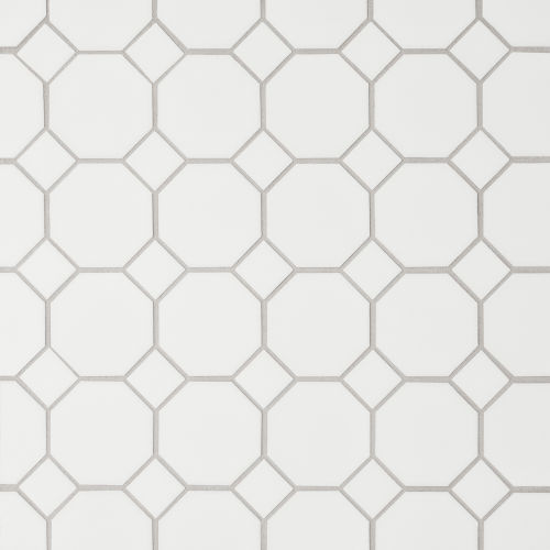 Le Cafe 2&quot; x 2&quot; Octagon Matte Porcelain Mosaic Tile in White