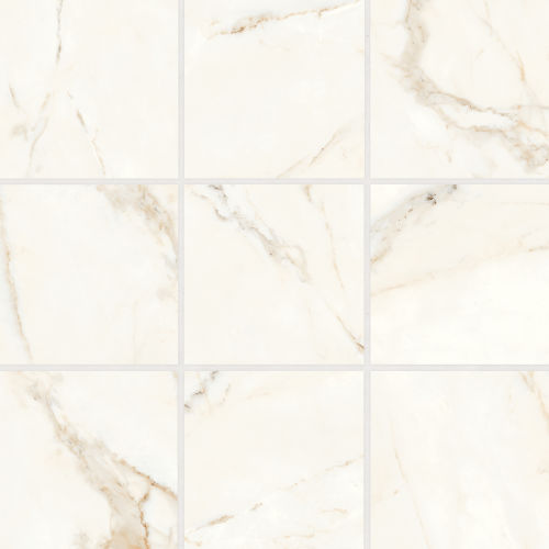 Magnifica 4&quot; x 4&quot; Polished Porcelain Mosaic Tile in Calacatta Oro