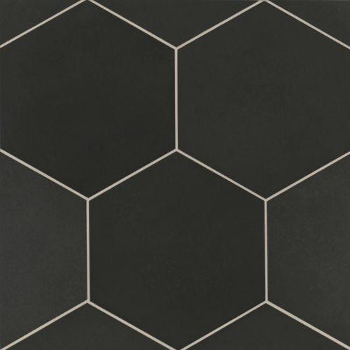 Makoto 10&quot; x 11.5&quot; Hexagon Matte Porcelain Tile in Kuroi Black