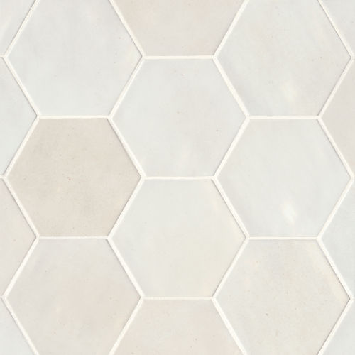 Celine 4&quot; Hexagon Glossy Porcelain Floor &amp; Wall Tile in White