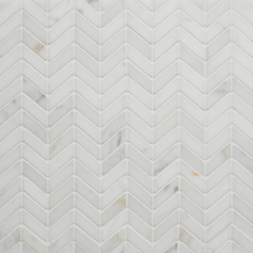 Calacatta Chevron Honed Marble Mosaic Tile in White