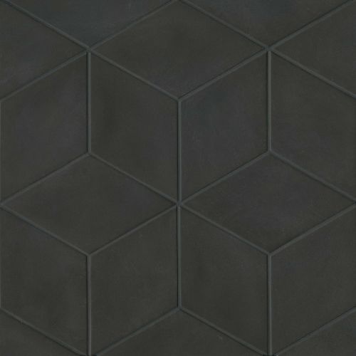 Allora 7.5&quot; x 12.75&quot; Rhomboid Matte Porcelain Tile in Solid Black