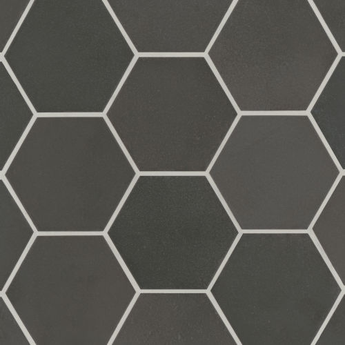 Celine 4&quot; Hexagon Matte Porcelain Floor &amp; Wall Tile in Black