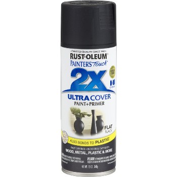 Rust-Oleum 249127 Spray Paint, 2X Ultra ~ Flat Black, 12 oz Cans